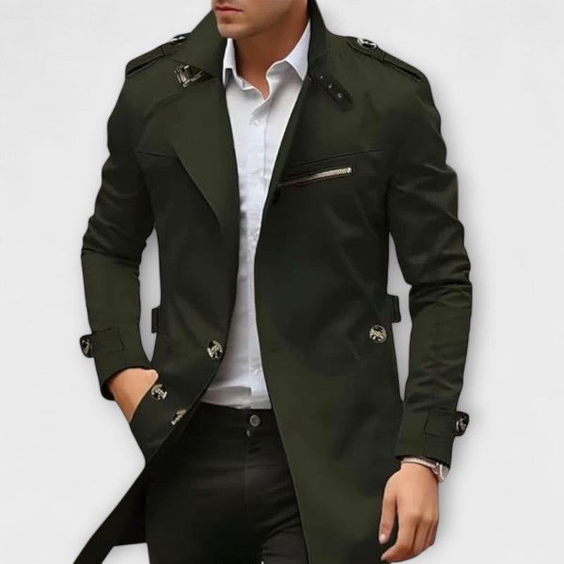 Trenchjacke für Herren mit klassischem Revers - grün