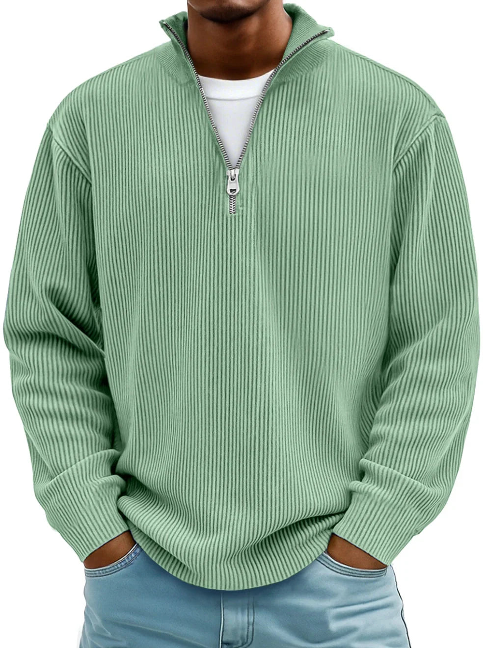 Lio | Men's Sweater with Zipper Collar