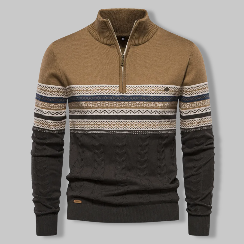Sweatshirt mit Reißverschluss am Kragen - khaki