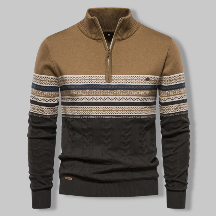 Sweatshirt mit Reißverschluss am Kragen - khaki