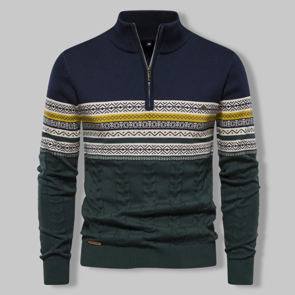 Sweatshirt mit Reißverschluss am Kragen - dunkelblau