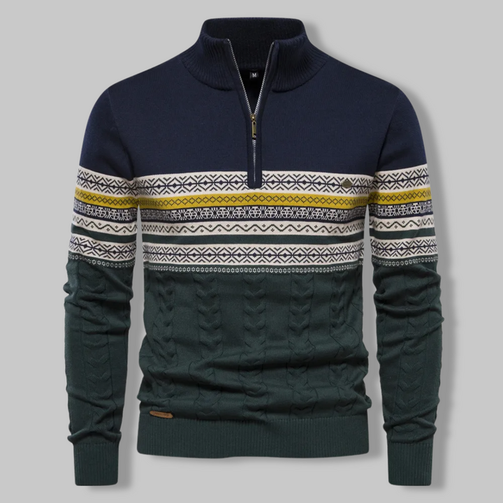 Sweatshirt mit Reißverschluss am Kragen - dunkelblau