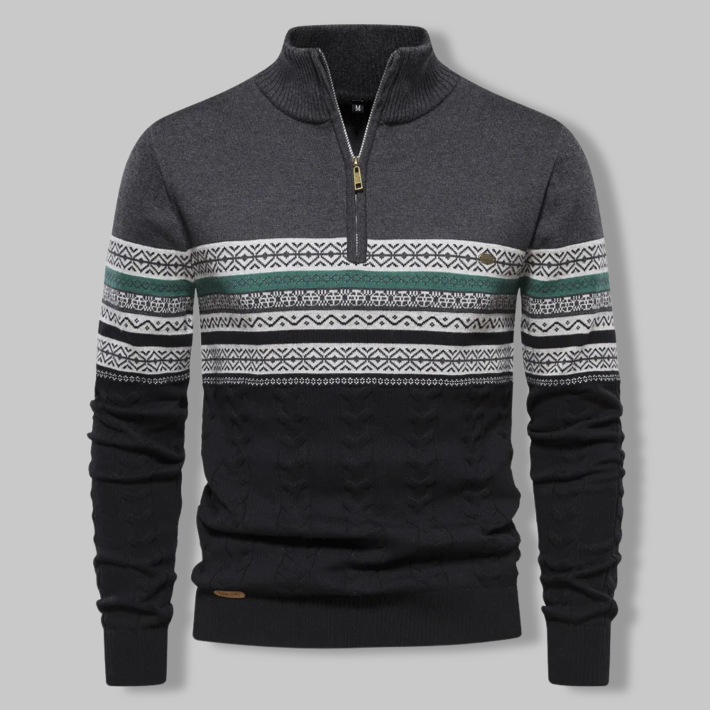 Sweatshirt mit Reißverschluss am Kragen - dunkelgrau