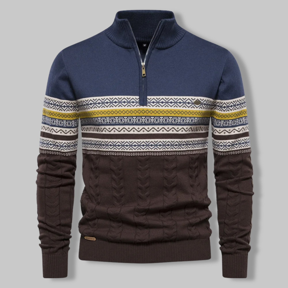 Sweatshirt mit Reißverschluss am Kragen - blau