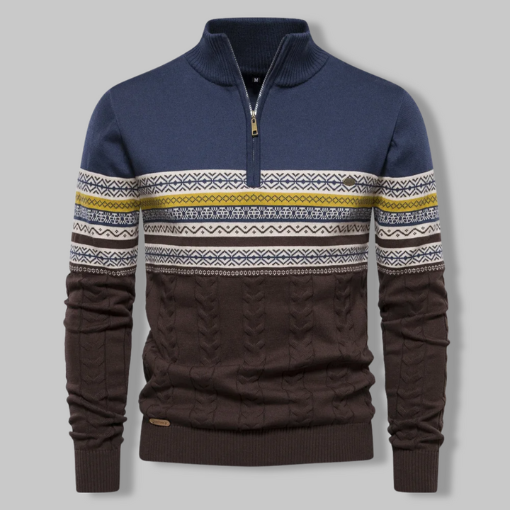 Sweatshirt mit Reißverschluss am Kragen - blau