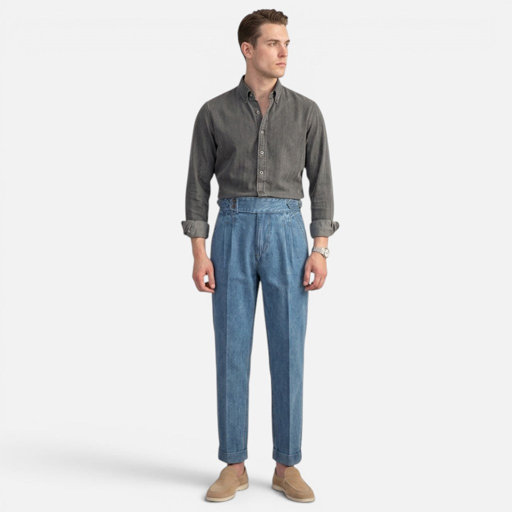 Vincent | Herren Denim Bundfaltenhose