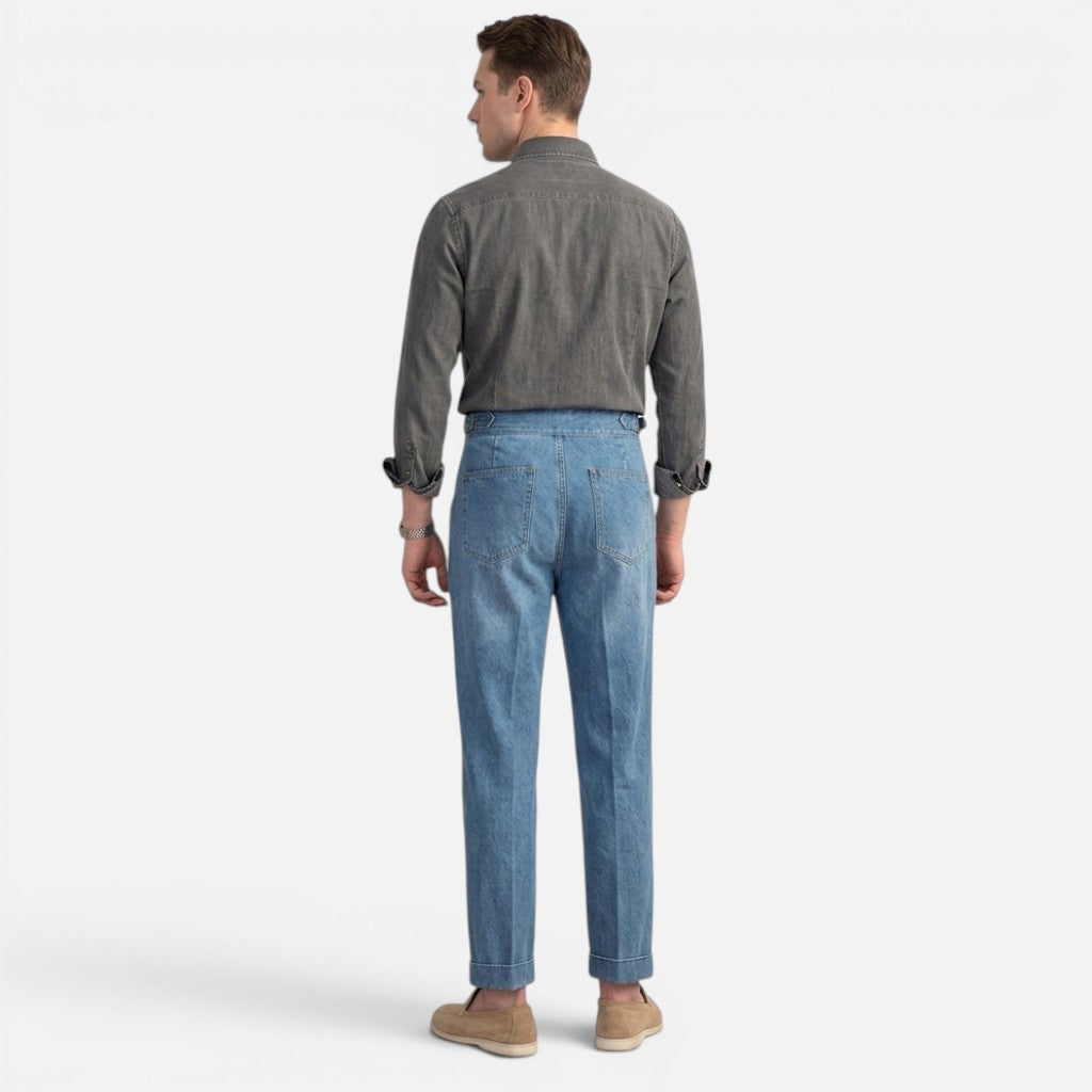 Vincent | Herren Denim Bundfaltenhose