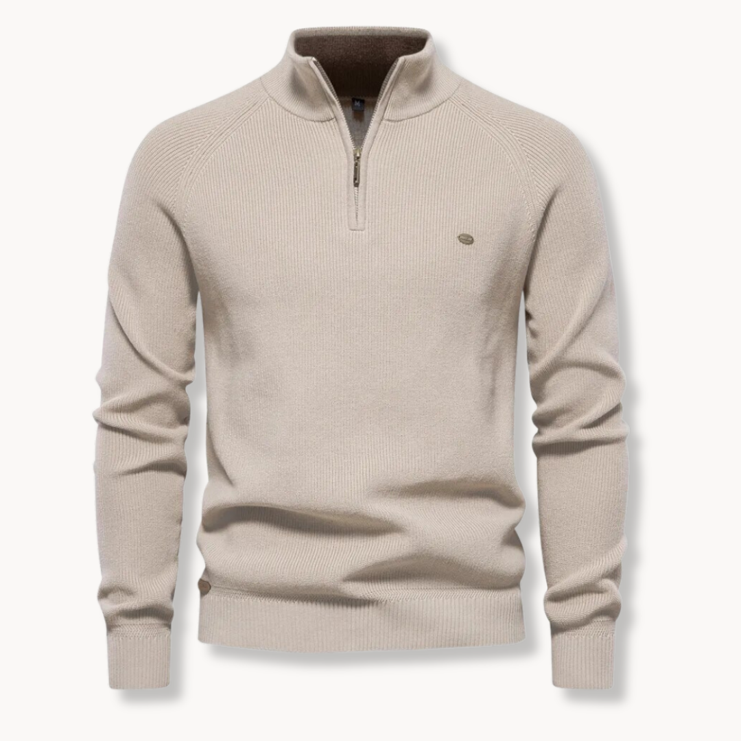 Slim-Fit Half-Zip Pullover für Herren - khaki