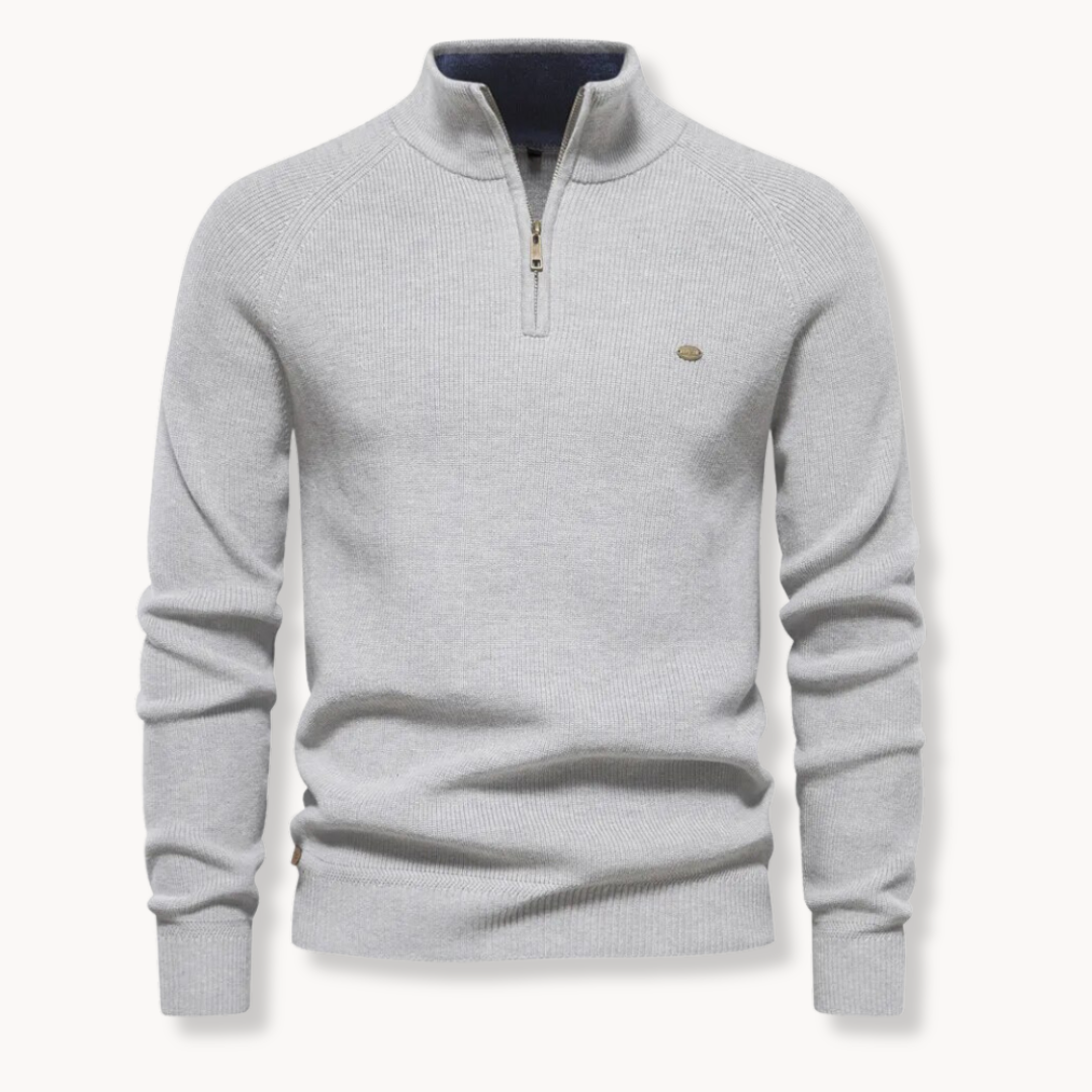 Slim-Fit Half-Zip Pullover für Herren - grau