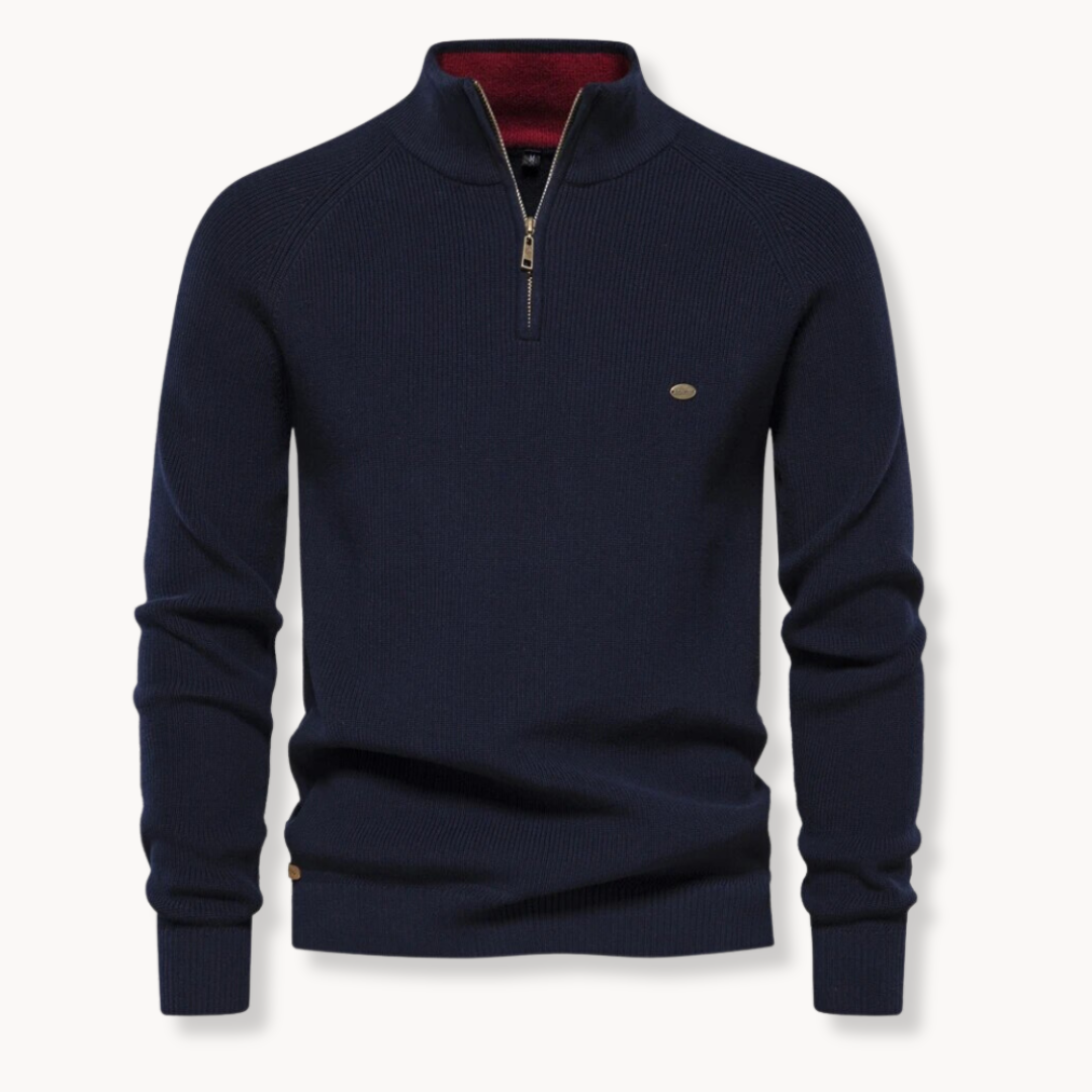 Slim-Fit Half-Zip Pullover für Herren - marineblau