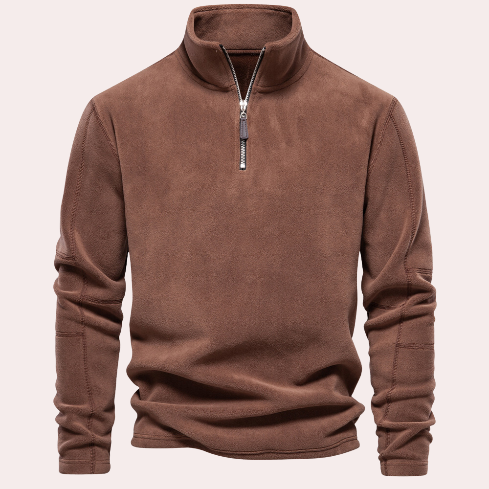 Herren Pullover mit Zip-Kragen - braun