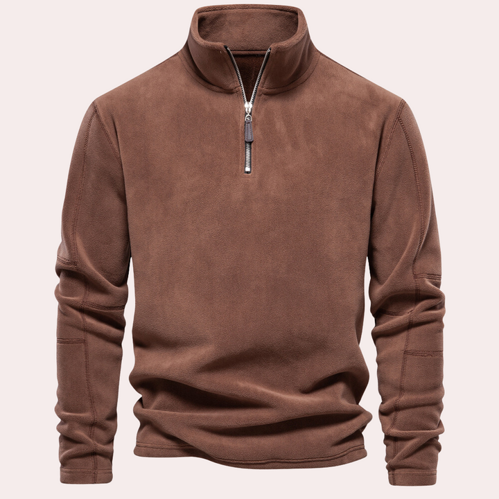 Herren Pullover mit Zip-Kragen - braun