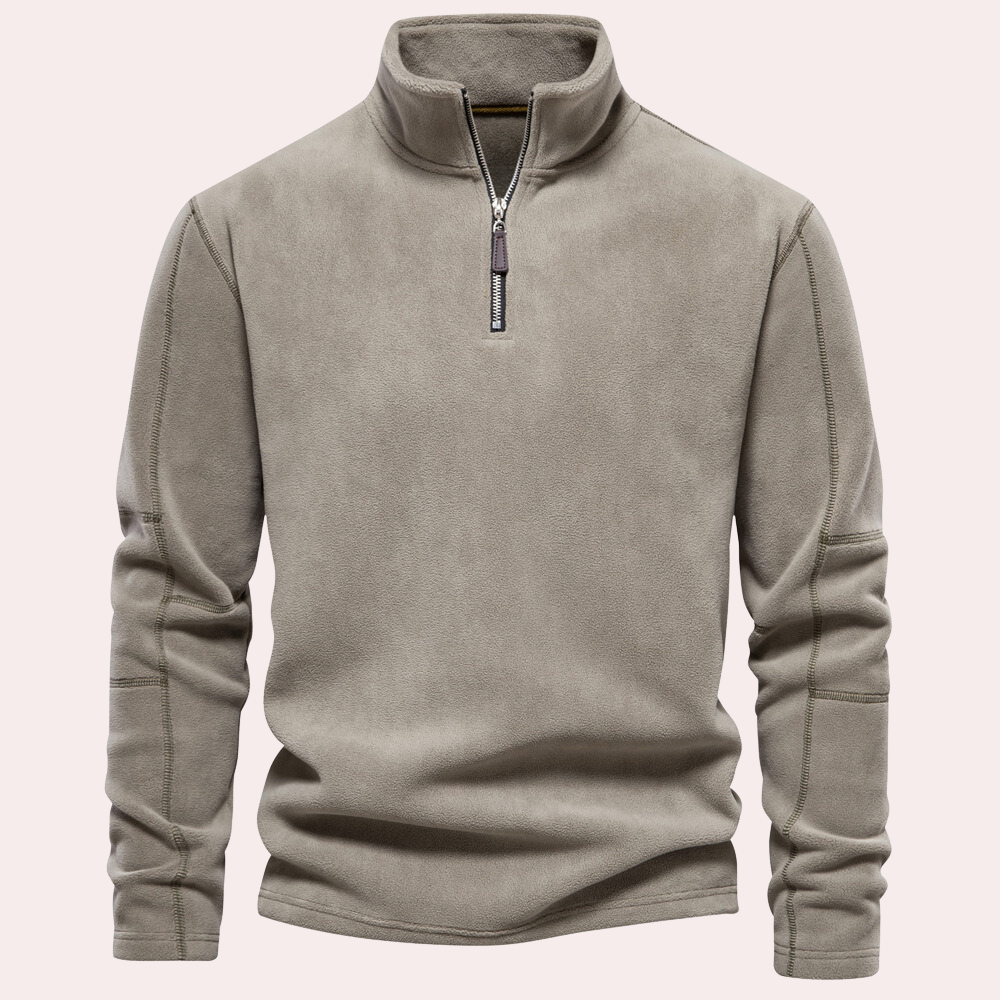Herren Pullover mit Zip-Kragen - hellgrün