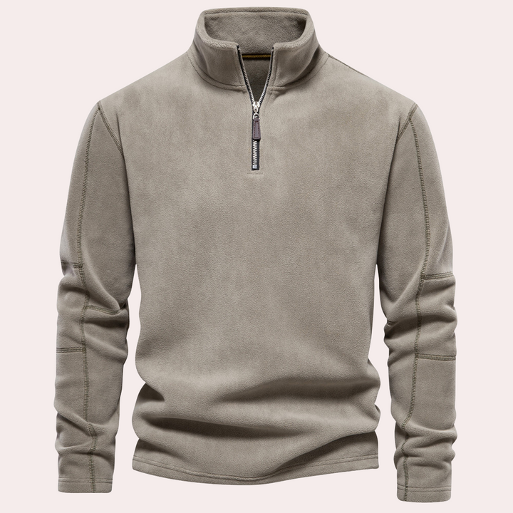 Herren Pullover mit Zip-Kragen - hellgrün