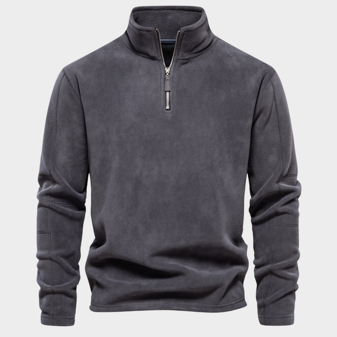 Herren Pullover mit Zip-Kragen - dunkelgrau