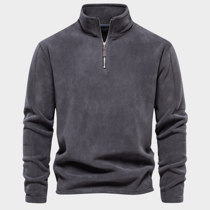 Herren Pullover mit Zip-Kragen - dunkelgrau
