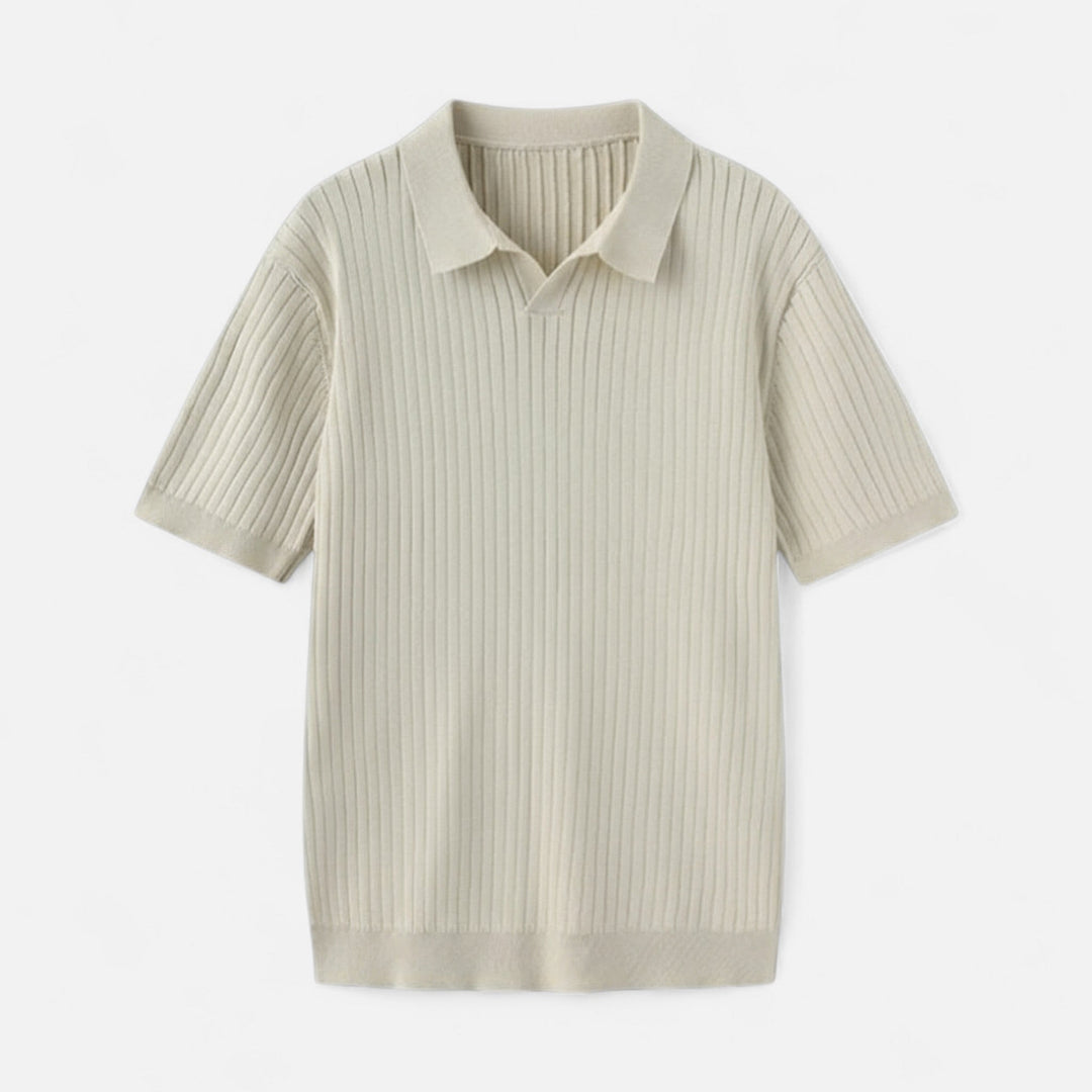 Herren Kurzarm Geripptes Strick Polo | Klassisch