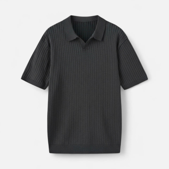 Herren Kurzarm Geripptes Strick Polo | Klassisch
