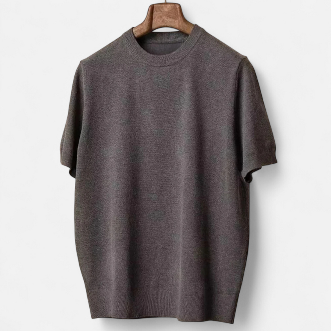 Herren Kurzarm Gestricktes Rundhals T-Shirt | Minimalistisch