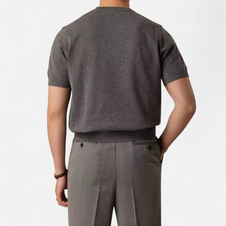 Herren Kurzarm Gestricktes Rundhals T-Shirt | Minimalistisch