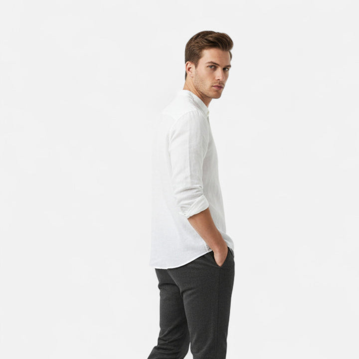 Herren Langarm Henley-Shirt mit V-Ausschnitt | Freizei 