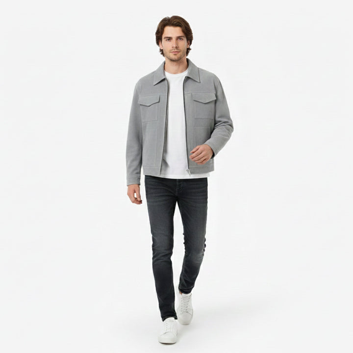 Herren Langarm Jacke mit Kragen | Minimalistisch