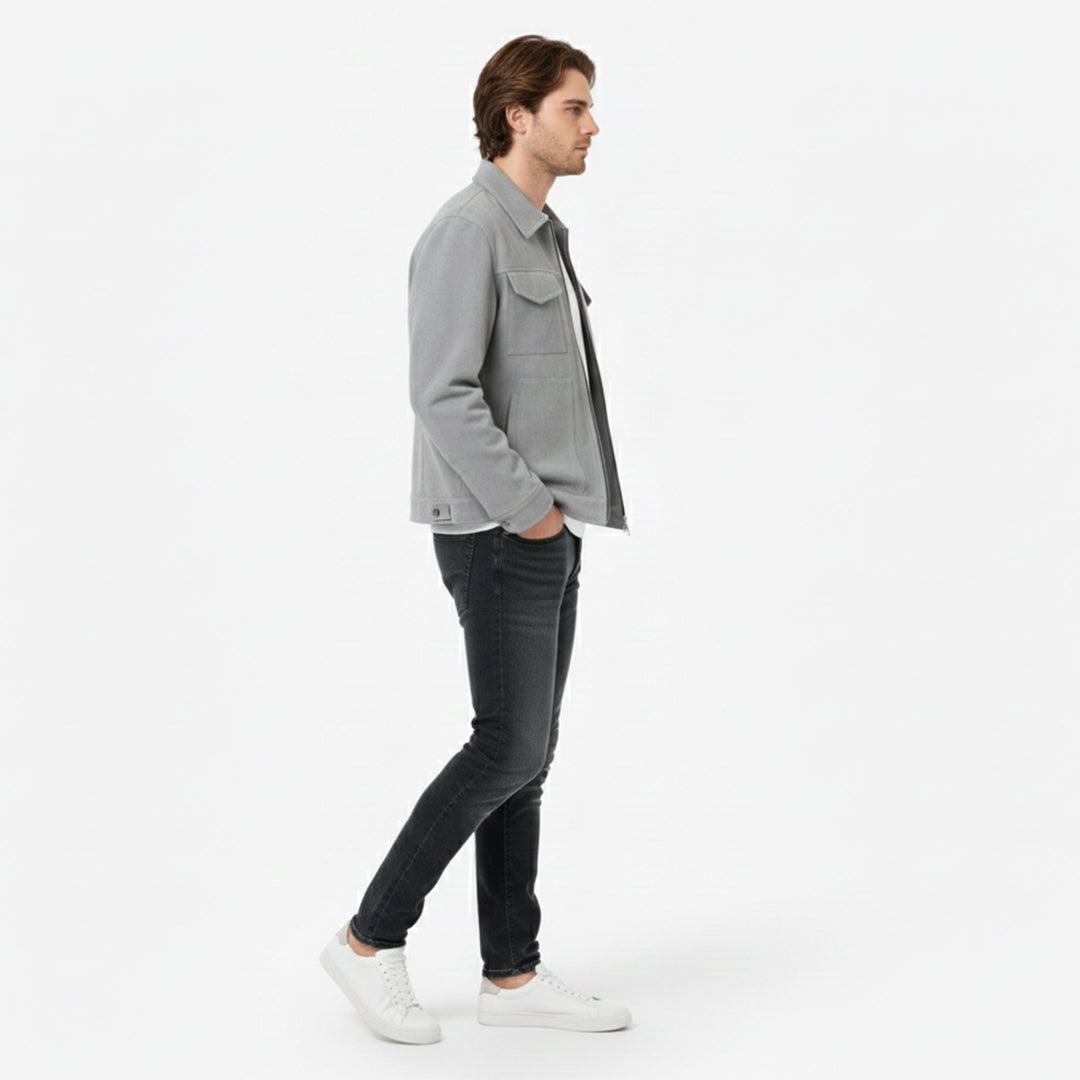 Herren Langarm Jacke mit Kragen | Minimalistisch