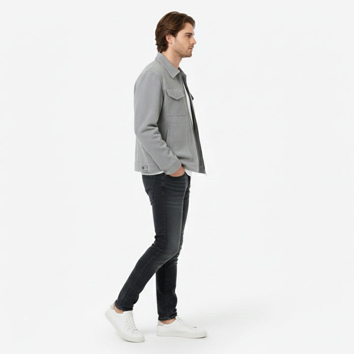 Herren Langarm Jacke mit Kragen | Minimalistisch
