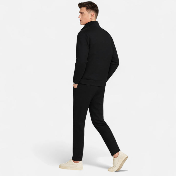 Herren Langarm Jacke mit Reißverschluss und Hosen Set | Freizeit Outfit