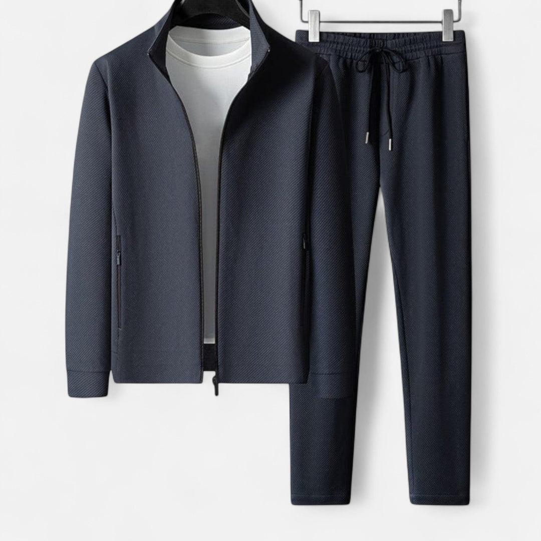 Herren Langarm Jacke mit Reißverschluss und Hosen Set | Freizeit Outfit