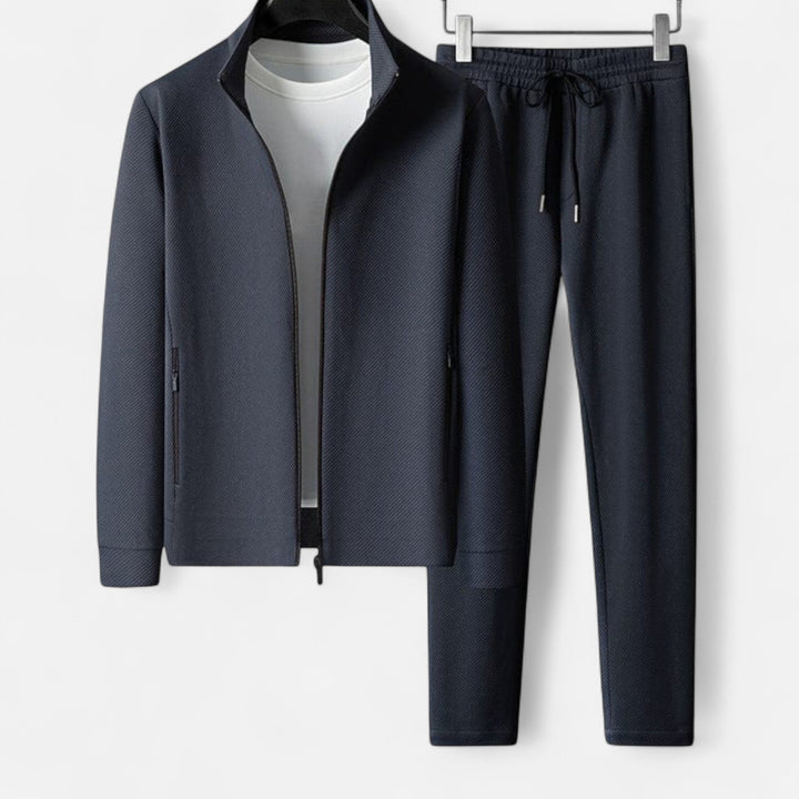 Herren Langarm Jacke mit Reißverschluss und Hosen Set | Freizeit Outfit