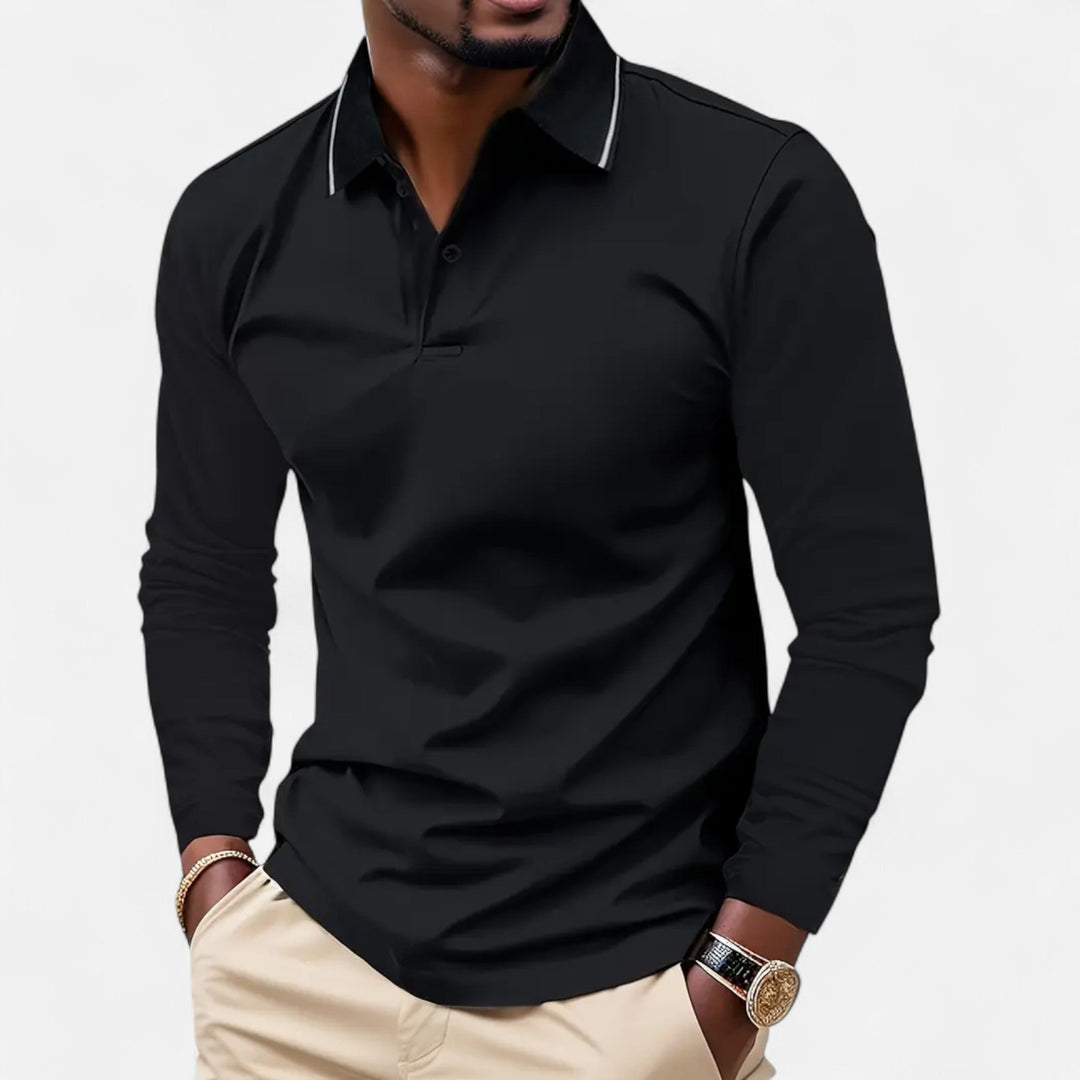 Herren Langarm Polo-Oberteil mit Kragen | Modern