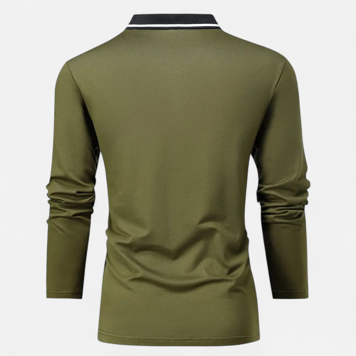 Herren Langarm Polo-Oberteil mit Kragen | Modern