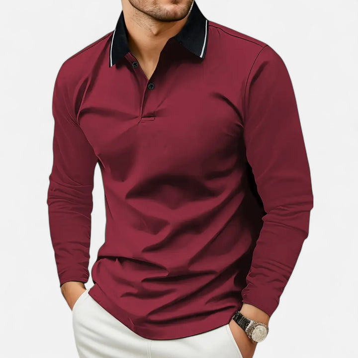 Herren Langarm Polo-Oberteil mit Kragen | Modern