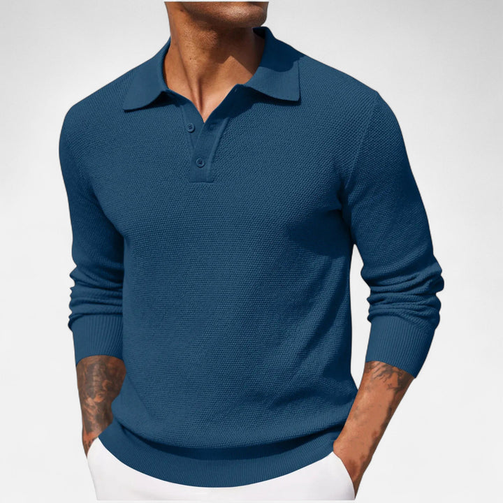 Herren Langarm Poloshirt mit Kragen | Minimalistisch