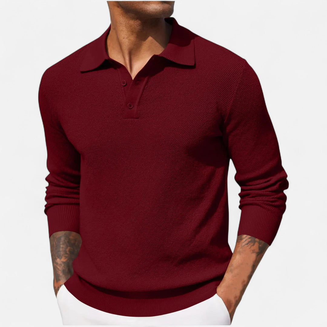 Herren Langarm Poloshirt mit Kragen | Minimalistisch