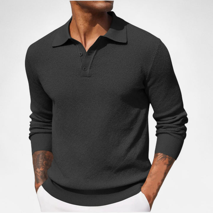 Herren Langarm Poloshirt mit Kragen | Minimalistisch