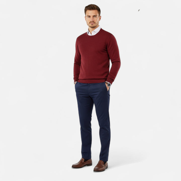Herren Langarm Rundhals Strickpullover | Alltag