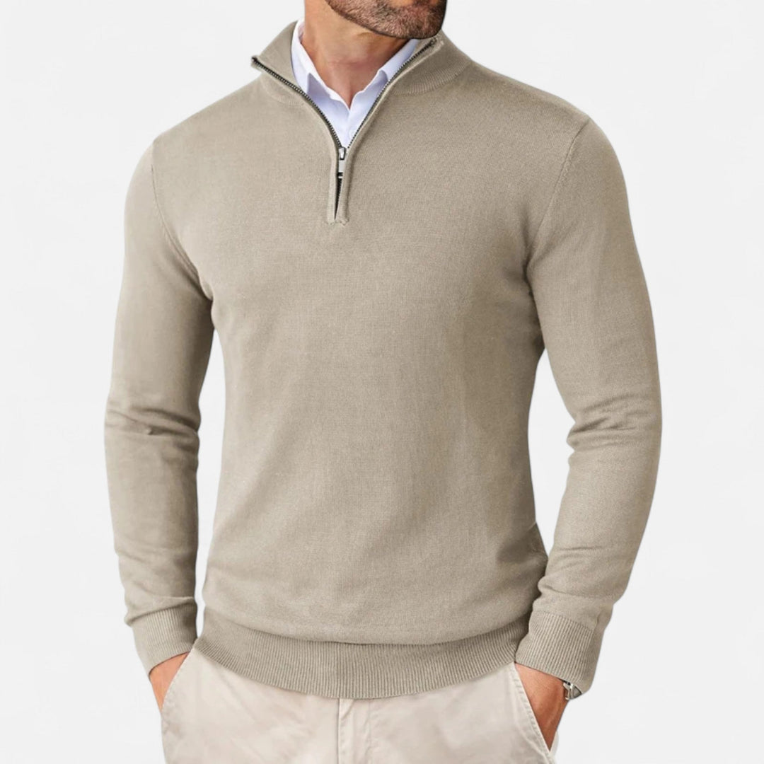 Herren Strickpullover mit Viertelreißverschluss | Lässig