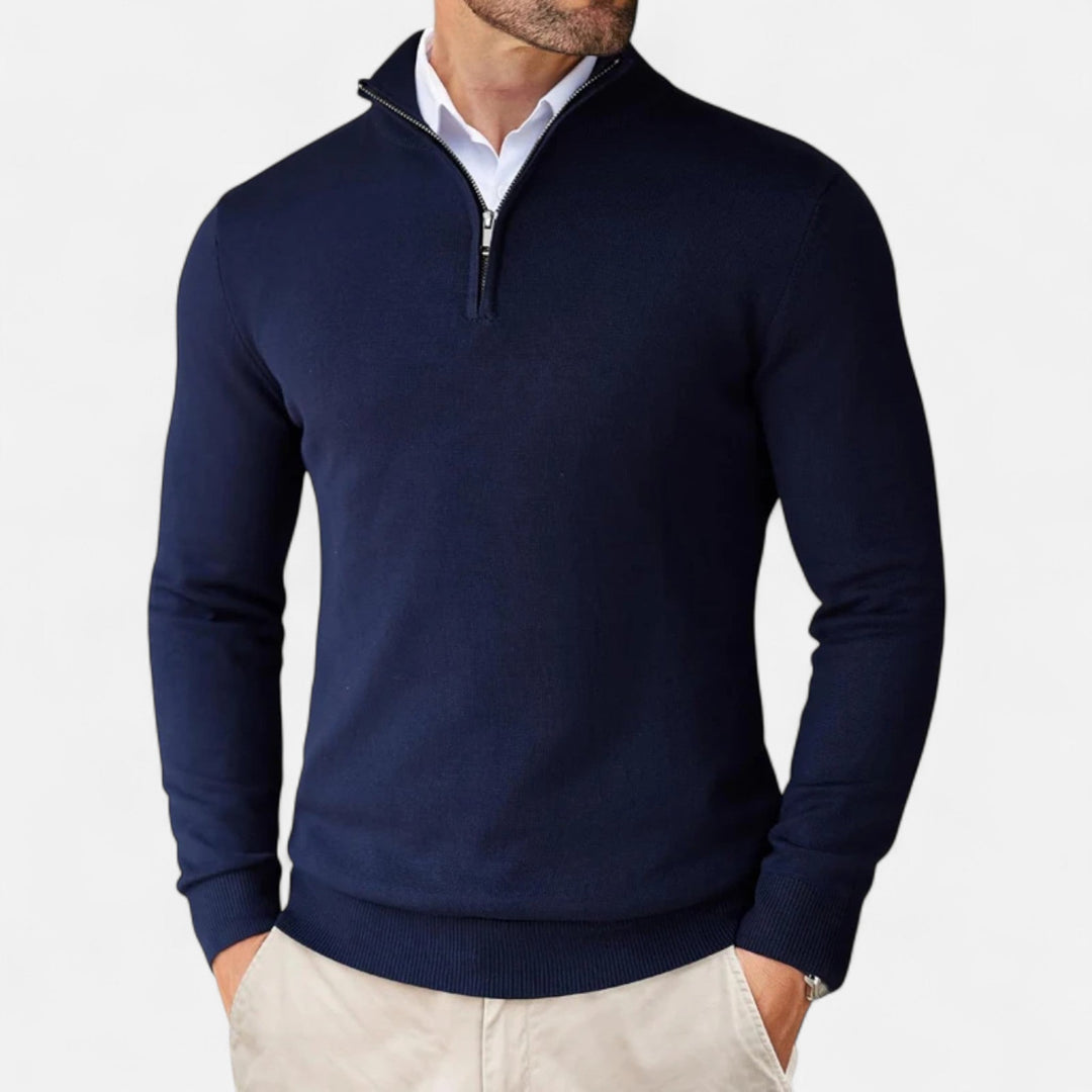Herren Strickpullover mit Viertelreißverschluss | Lässig