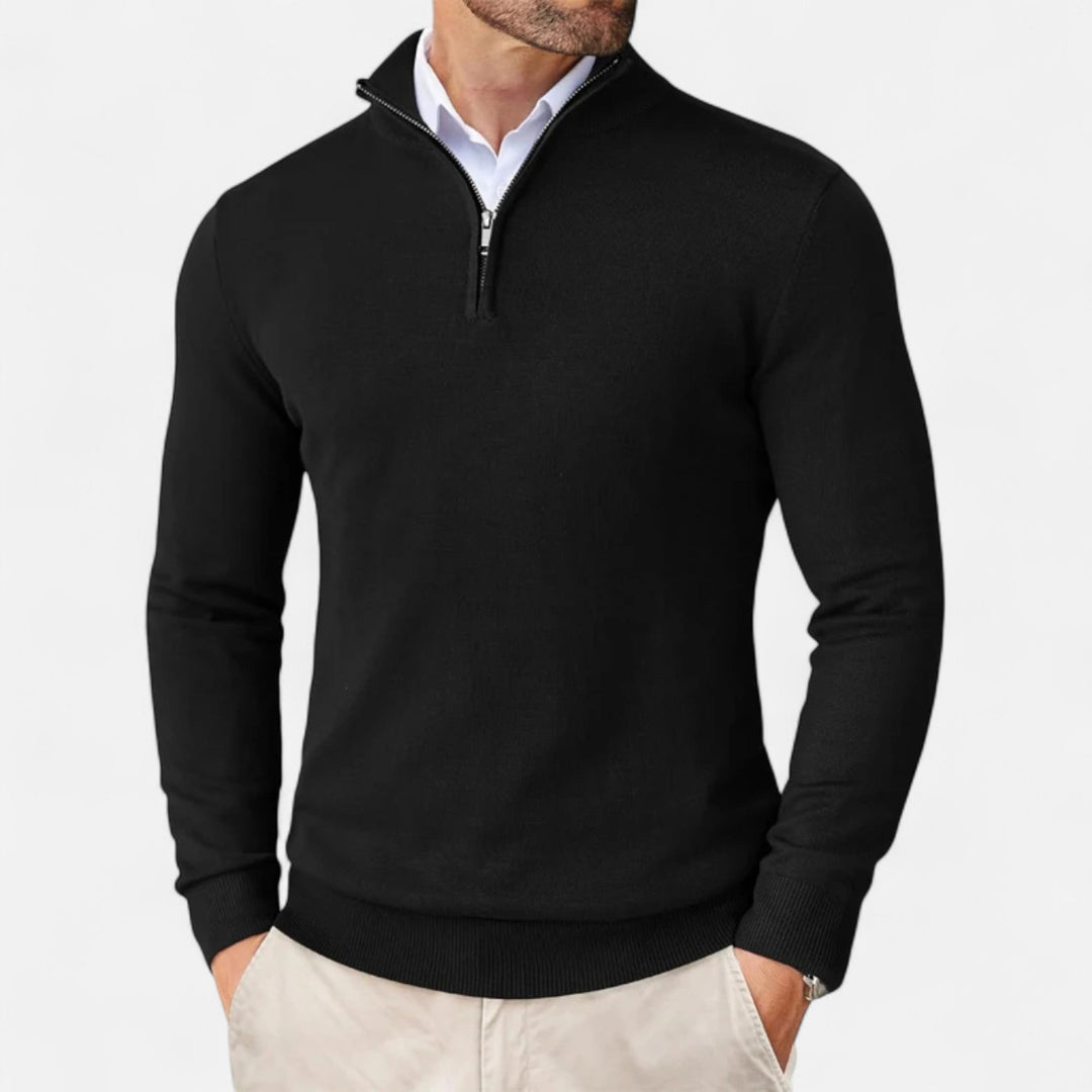 Herren Strickpullover mit Viertelreißverschluss | Lässig