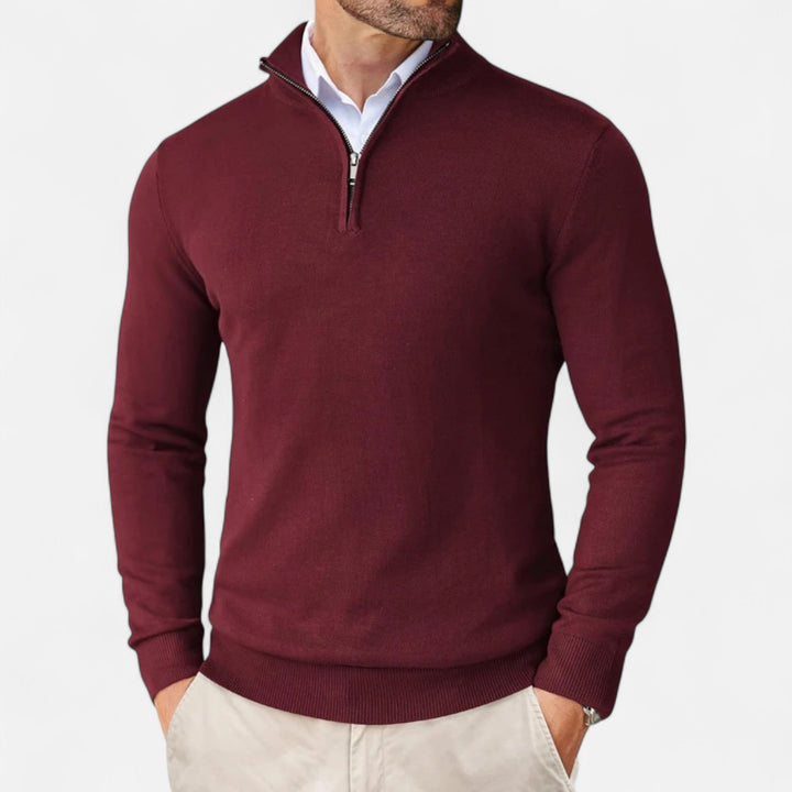Herren Strickpullover mit Viertelreißverschluss | Lässig 