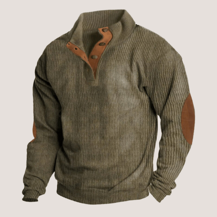 Hannes | Herren Rippstrick Pullover mit Ellbogen-Patches