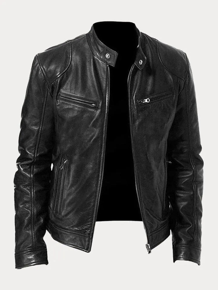 Tarek | Herren Lederjacke mit Stehkragen