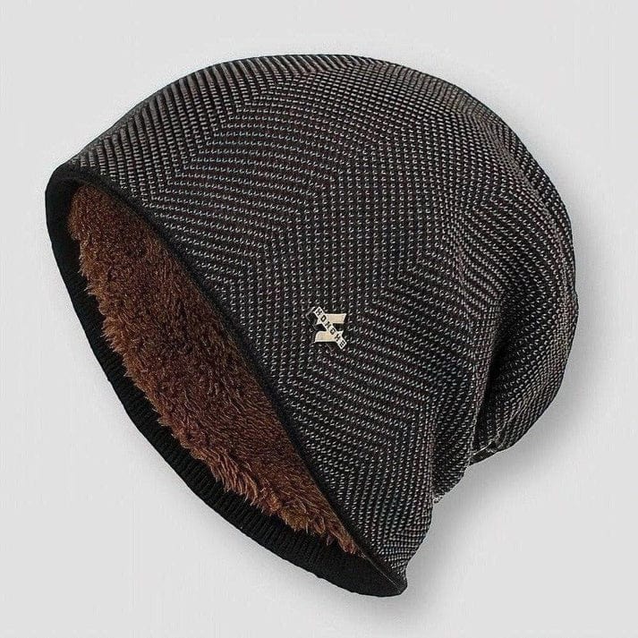 Strickmütze für Herren mit Innenfutter - braun