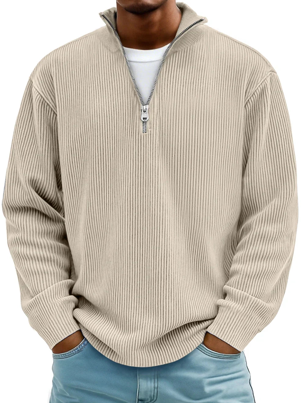 Lio | Men's Sweater with Zipper Collar