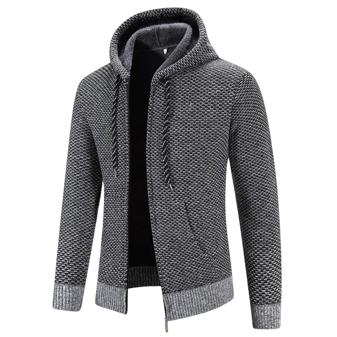Strick-Hoodie für Herren mit Kapuze - grau