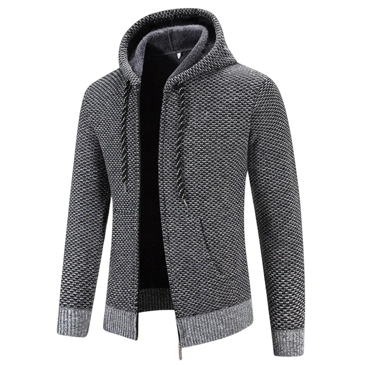 Strick-Hoodie für Herren mit Kapuze - grau