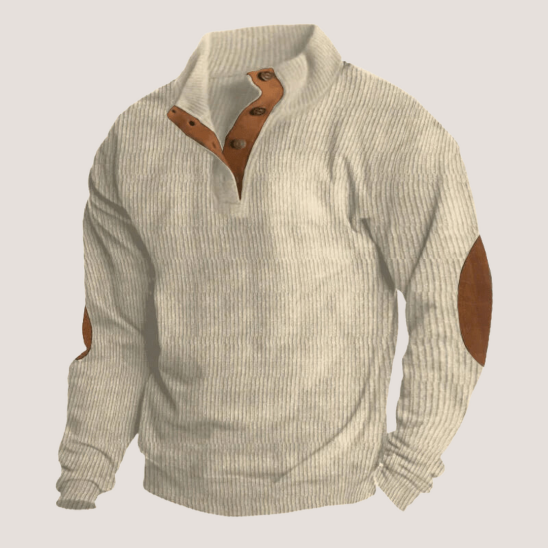 Hannes | Herren Rippstrick Pullover mit Ellbogen-Patches
