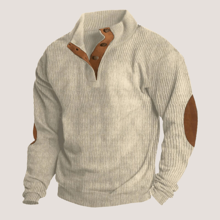 Hannes | Herren Rippstrick Pullover mit Ellbogen-Patches
